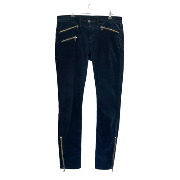 Rag & Bone Velvet Pants- Navy w Gold Zippers - Picture 1 of 3